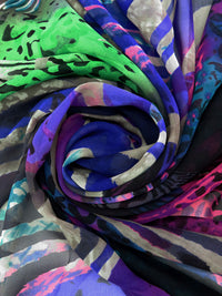 Black/Cosmic Cobalt/Vine Green/Multi 100% Silk Various Animal Print Chiffon 54W