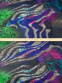 Black/Cosmic Cobalt/Vine Green/Multi 100% Silk Various Animal Print Chiffon 54W