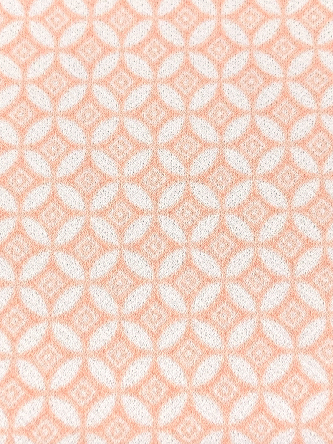 Apricot/White Polyester/Lycra Mini Medallion Print Crepe Knit 56W