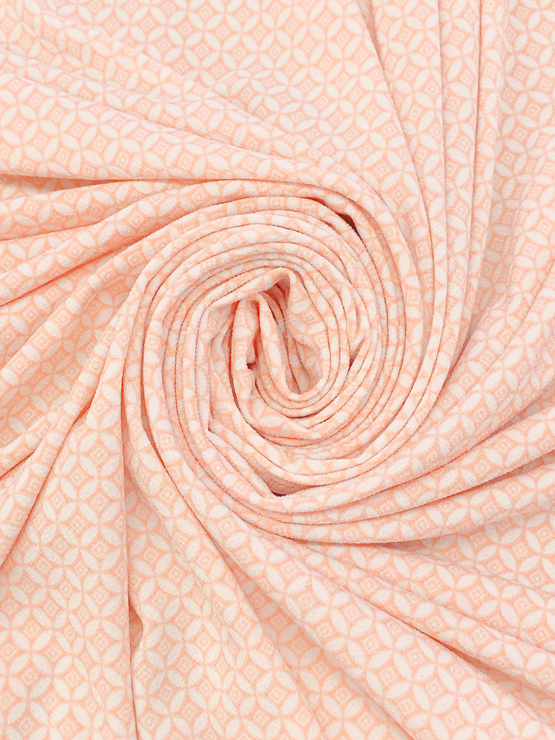 Apricot/White Polyester/Lycra Mini Medallion Print Crepe Knit 56W