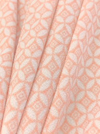 Apricot/White Polyester/Lycra Mini Medallion Print Crepe Knit 56W