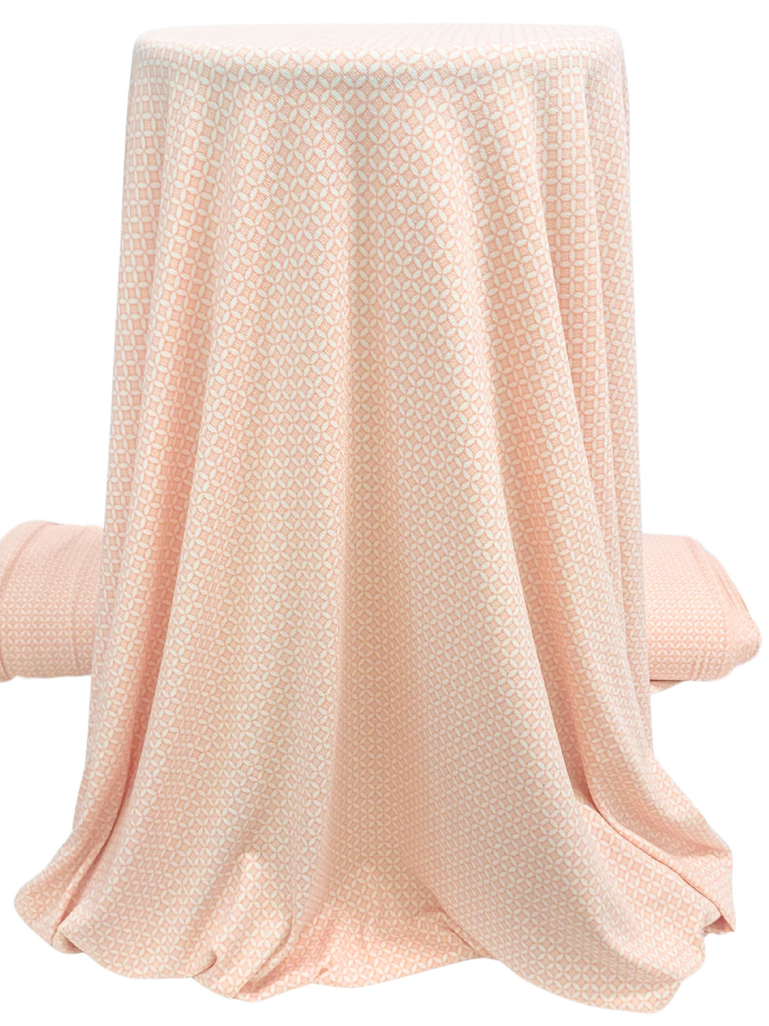 Apricot/White Polyester/Lycra Mini Medallion Print Crepe Knit 56W