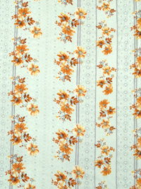 Pale Mint/Ochre/Cloud Gray/Multi 100% Rayon Floral Vertical Stripe Print Challis 58W