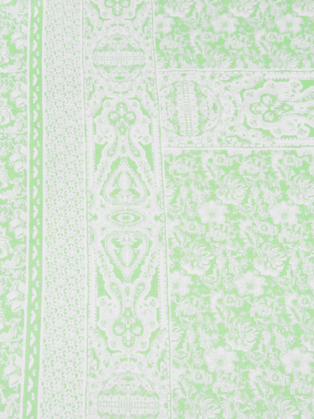 Granny Smith Green/White 100% Rayon Ornate Floral Framework Print Challis 56W