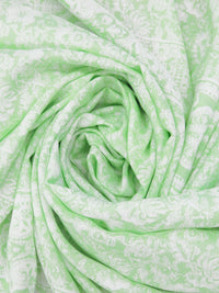 Granny Smith Green/White 100% Rayon Ornate Floral Framework Print Challis 56W