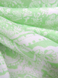 Granny Smith Green/White 100% Rayon Ornate Floral Framework Print Challis 56W