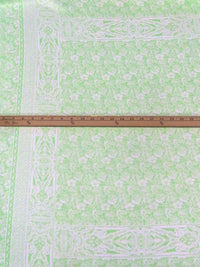 Granny Smith Green/White 100% Rayon Ornate Floral Framework Print Challis 56W