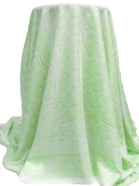 Granny Smith Green/White 100% Rayon Ornate Floral Framework Print Challis 56W