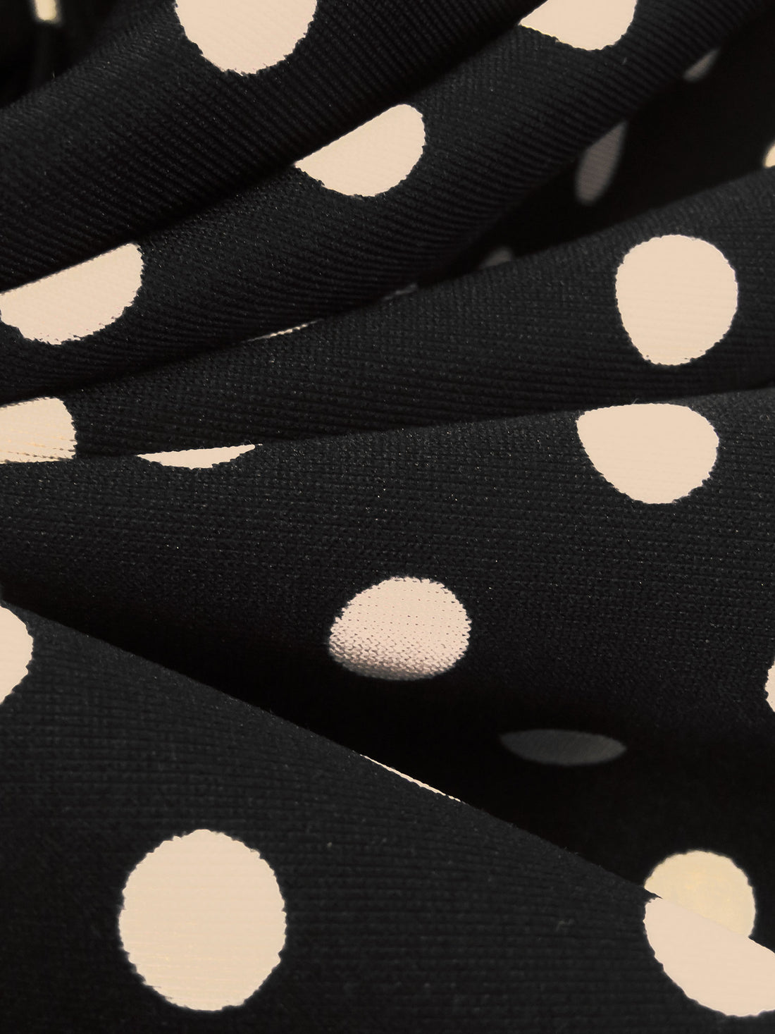 Black/Tan Polyester/Lycra Polka Dot Print Techno Knit 58W