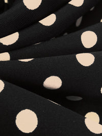 Black/Tan Polyester/Lycra Polka Dot Print Techno Knit 58W