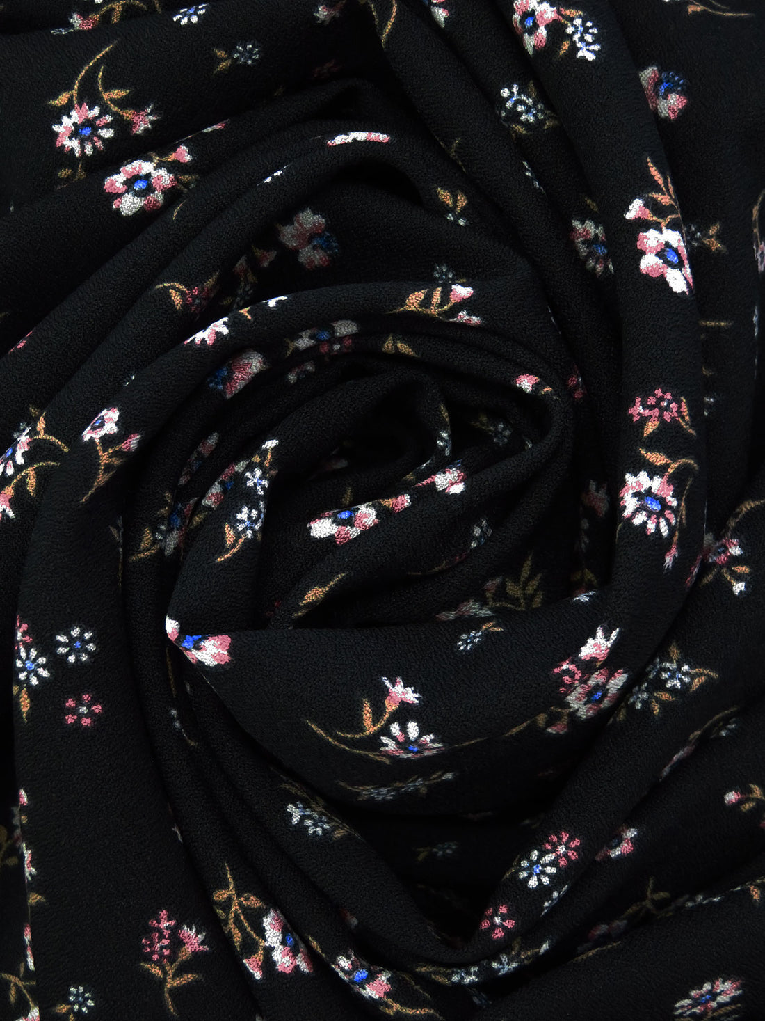 Black/Mauve Pink/Multi 100% Polyester Small Floral Print Crepe Blouse Weight Woven 58W