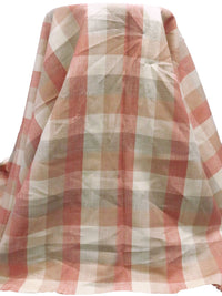 Oatmeal/Dusty Salmon/Sandy Tan 100% Linen Box Plaid Weave Shirt-Weight Linen - European Mill - 60W