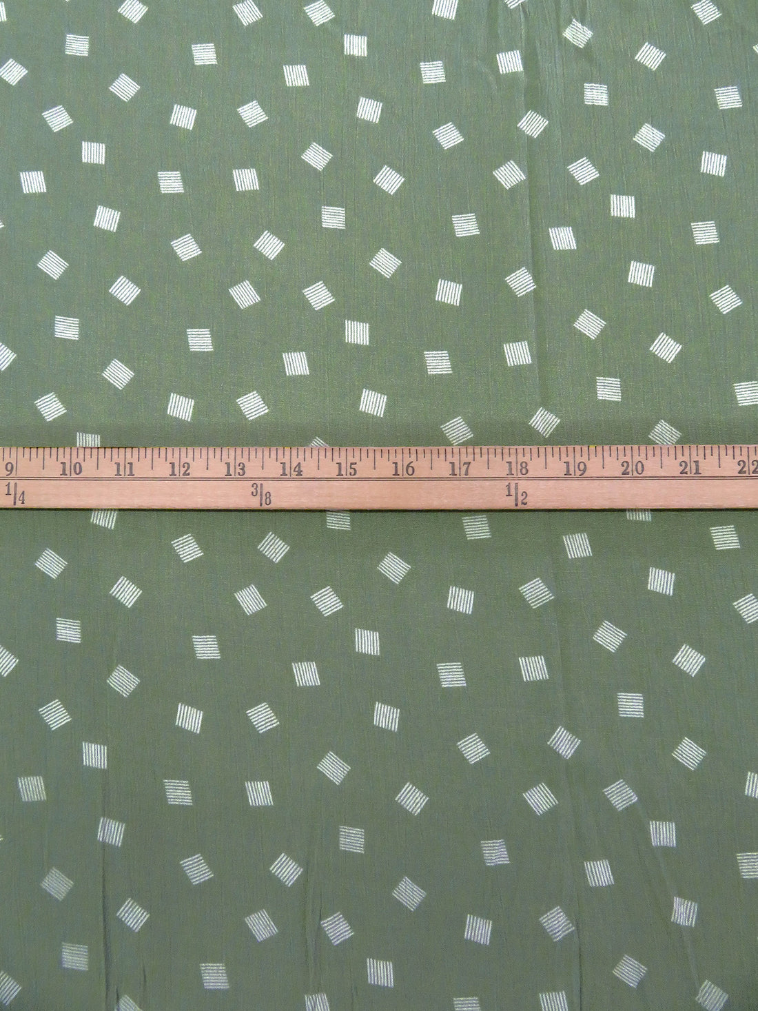 Misty Green/White 100% Rayon Scattered Boxes Print Crinkle Challis 52W