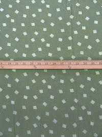 Misty Green/White 100% Rayon Scattered Boxes Print Crinkle Challis 52W