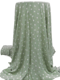 Misty Green/White 100% Rayon Scattered Boxes Print Crinkle Challis 52W