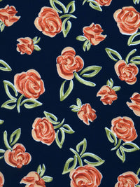 Navy/Blush/Fire Red/Sage 100% Polyester Rose Print Crepe Blouse Weight Woven 58W