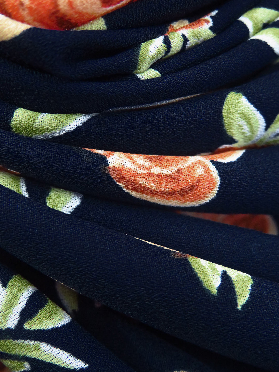 Navy/Blush/Fire Red/Sage 100% Polyester Rose Print Crepe Blouse Weight Woven 58W