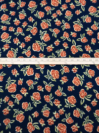 Navy/Blush/Fire Red/Sage 100% Polyester Rose Print Crepe Blouse Weight Woven 58W