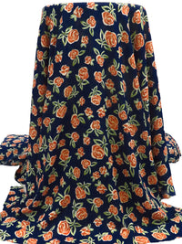 Navy/Blush/Fire Red/Sage 100% Polyester Rose Print Crepe Blouse Weight Woven 58W