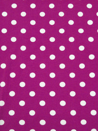 Bright Orchid/White Cotton/Lycra Polka Dot Print Jersey Knit 62W