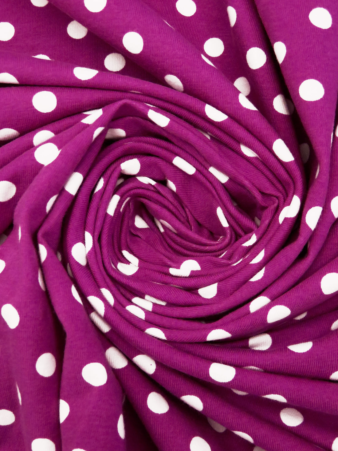 Bright Orchid/White Cotton/Lycra Polka Dot Print Jersey Knit 62W
