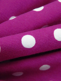 Bright Orchid/White Cotton/Lycra Polka Dot Print Jersey Knit 62W