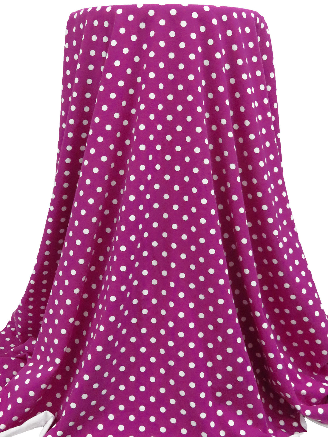 Bright Orchid/White Cotton/Lycra Polka Dot Print Jersey Knit 62W