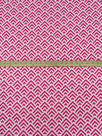 French Wine/White Recycled Polyester/Spandex Geometric Print Brushed Activewear Knit - Corbeaux Clothing - 54W