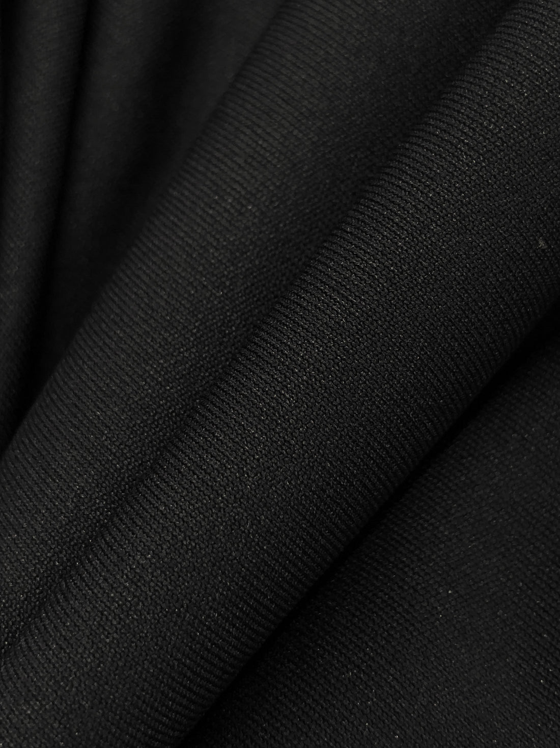Black 100% Polyester Matte Performance Interlock Knit - Corbeaux Clothing - 56W
