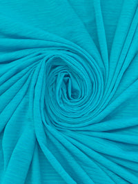 Caribbean Blue Recycled Polyester/Polyester/Elastane Horizontal Stripe Weave Base Layer Activewear Knit - Corbeaux Clothing - 58W