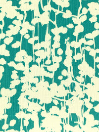 Teal/Cream 100% Polyester Abstract Floral Print Satin-Faced Crinkle Chiffon 56W