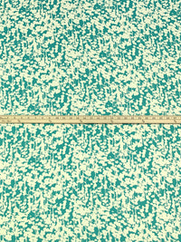 Teal/Cream 100% Polyester Abstract Floral Print Satin-Faced Crinkle Chiffon 56W