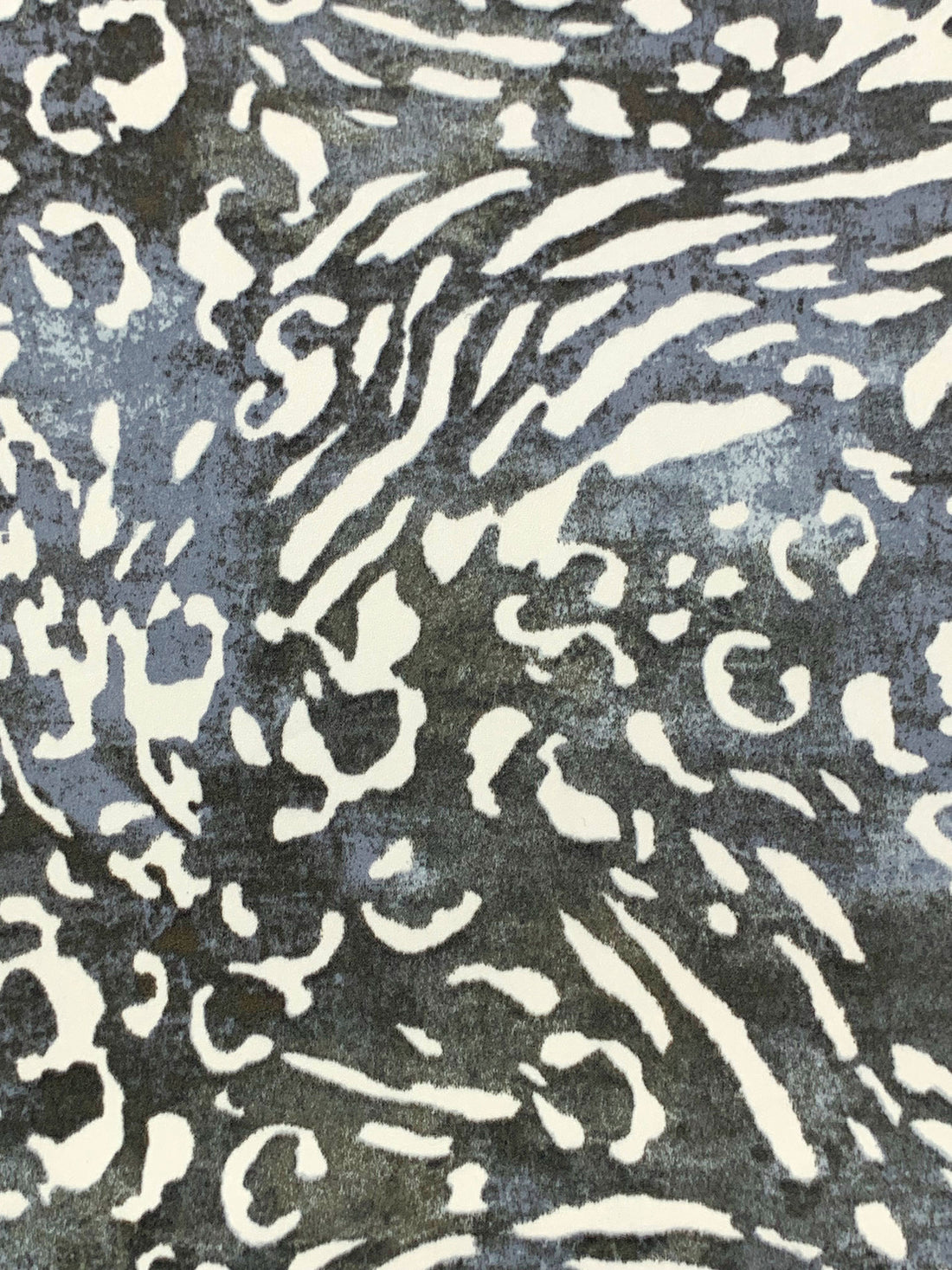 Slate Blue/Dark Earthy Gray/Off-White 100% Polyester Abstract Animal Print Charmeuse 60W