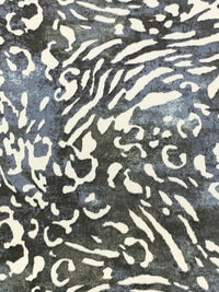 Slate Blue/Dark Earthy Gray/Off-White 100% Polyester Abstract Animal Print Charmeuse 60W