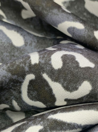 Slate Blue/Dark Earthy Gray/Off-White 100% Polyester Abstract Animal Print Charmeuse 60W