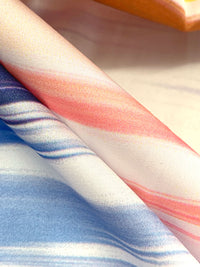 Dark Imperial Blue/Salmon Rose/Ginger Bronze/Multi 100% Polyester Horizontal Streaks Print Charmeuse 58W