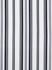 White/Muted Midnight Navy Polyester/Lycra Vertical Multi Stripe Print Crepe Double Knit 56W