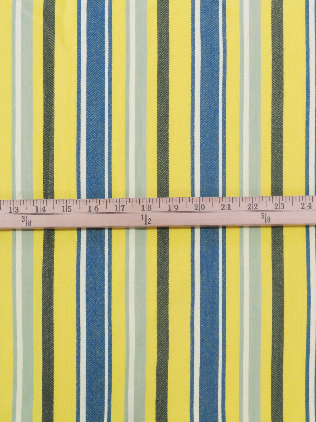 Electric Lemon/Denim Blue/Sage Green/Multi 100% Cotton Vertical Herringbone Multi Stripe Midweight Woven - NY Designer - 54W