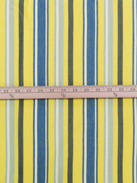 Electric Lemon/Denim Blue/Sage Green/Multi 100% Cotton Vertical Herringbone Multi Stripe Midweight Woven - NY Designer - 54W