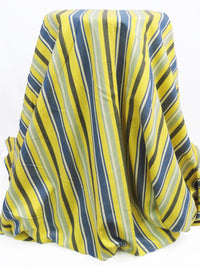 Electric Lemon/Denim Blue/Sage Green/Multi 100% Cotton Vertical Herringbone Multi Stripe Midweight Woven - NY Designer - 54W
