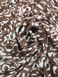 Coffee Brown/White/Mousey Brown 100% Polyester Animal Print Charmeuse 58W