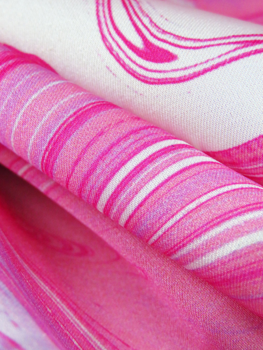 Brilliant Rose/Lavender/Off-White 100% Polyester Marbled Print Charmeuse 56W