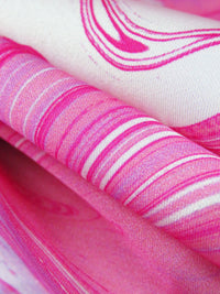 Brilliant Rose/Lavender/Off-White 100% Polyester Marbled Print Charmeuse 56W