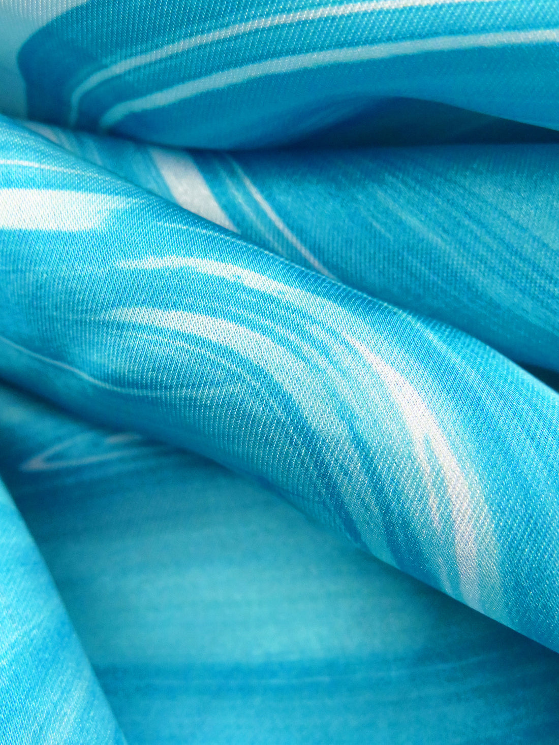 Hawaii Blue/Very Light Blue 100% Polyester Marbled Print Charmeuse 56W