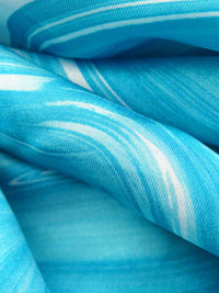 Hawaii Blue/Very Light Blue 100% Polyester Marbled Print Charmeuse 56W