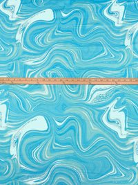 Hawaii Blue/Very Light Blue 100% Polyester Marbled Print Charmeuse 56W