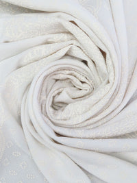 White/Off-White Polyester/Lycra Large Single Border Ornate Puff Print Liverpool Double Knit 58W