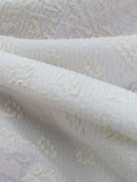 White/Off-White Polyester/Lycra Large Single Border Ornate Puff Print Liverpool Double Knit 58W