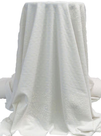 White/Off-White Polyester/Lycra Large Single Border Ornate Puff Print Liverpool Double Knit 58W