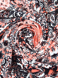 Black/Salmon/White Polyester/Lycra Everything Paisley Print Liverpool Double Knit 58W